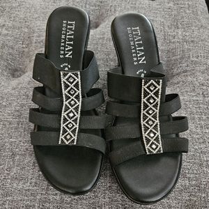 Italian Shoemakers rhinestone wedges size 10